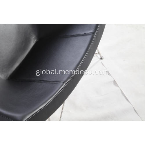 Tufted Chair coconut leather lounge chair in black aniline leather Factory